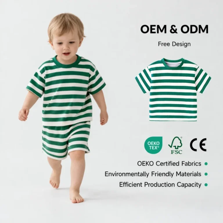 OEM-ODM-Summer-Childrens-Short-sleeved-T-shirt-Toddler-Boys-Girls-Organic-Cotton-Striped-Pullover-Kids-Clothes-Manufacturer