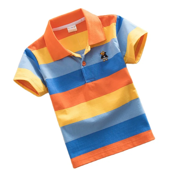 OEM-Service-Wide-Stripe-Children-Boys-Polo-T-Shirts-Boys-Mix-Colour-Kids-Clothes