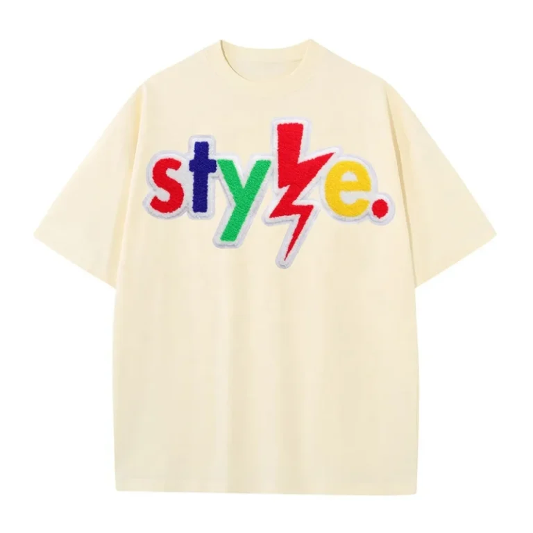 OEM-Unisex-Sports-Crewneck-T-Shirt-Cotton-Solid-Chenille-Embroidery-Drop-Shoulder-Customizable-Anti-Shrink-Plain-Summer