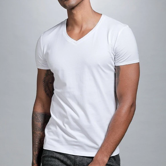 OEM-V-Neck-T-Shirts-Men-Deep-V-Neck-Tee-Muscle-Slim-Fit-Low-Cut-Stretch-Tshirt-Modern-Fitted-Tees-S-2XL-V-Neck-Undershirts