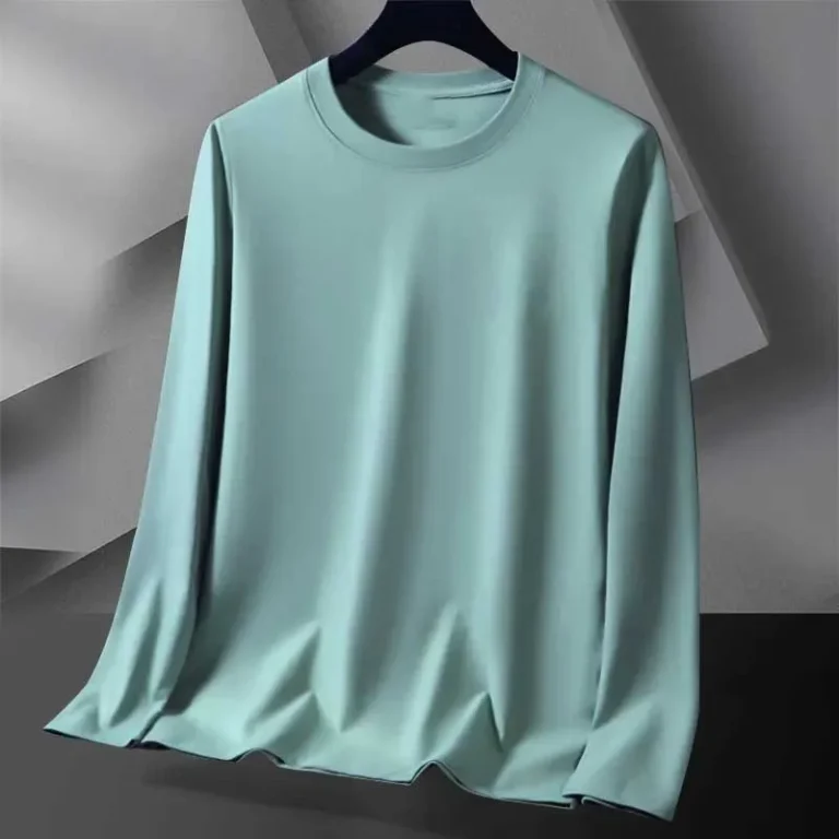 Oem-Custom-Logo-Design-Mens-Large-Size-Bottoming-Shirt-Top-Solid-Color-Round-Neck-Long-Sleeve-Looses-Casual-Sports-T-Shirt