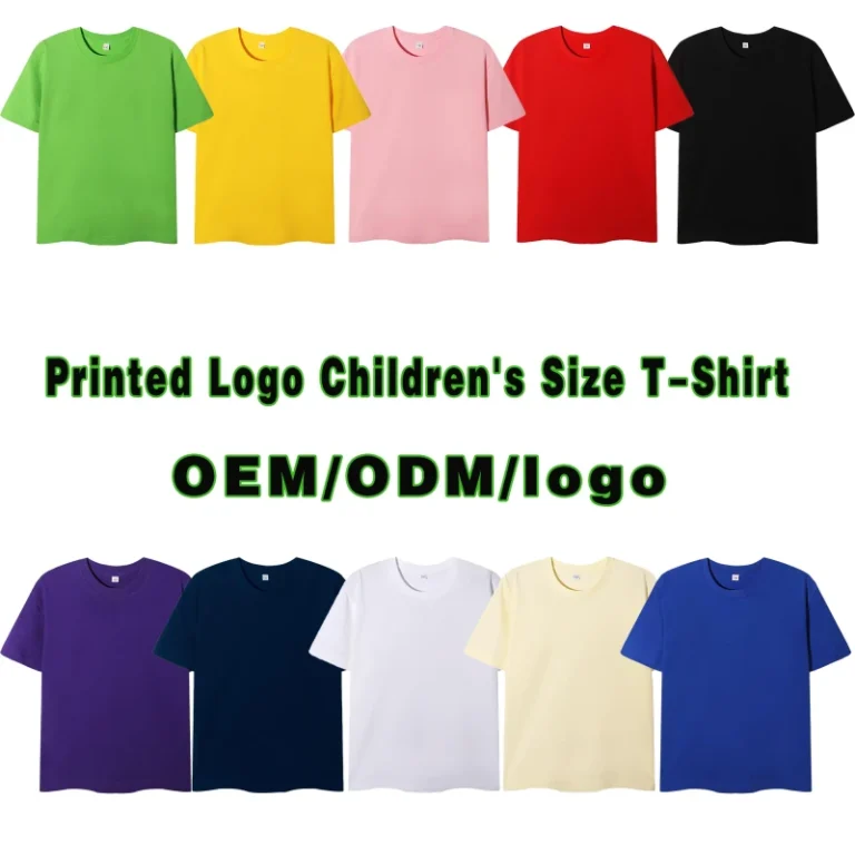 Oem-Custom-logo-Design-200g-Cotton-Childrens-Cotton-T-shirt-for-Boys-and-Girls-Loose-Solid-Color-Round-Neck-Cultural-T-Shirt