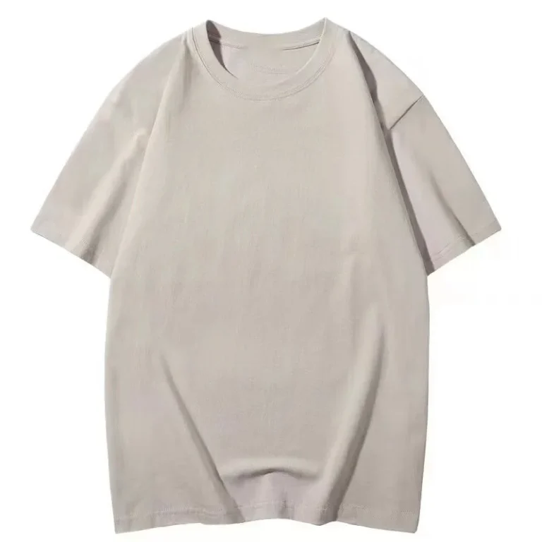 Oem-Customized-200g-21s-Pure-Cotton-T-Shirt-Cultural-Shirt-Round-Neck-Short-Sleeve-Solid-Color-Drop-Shoulder-Half-Sleeve