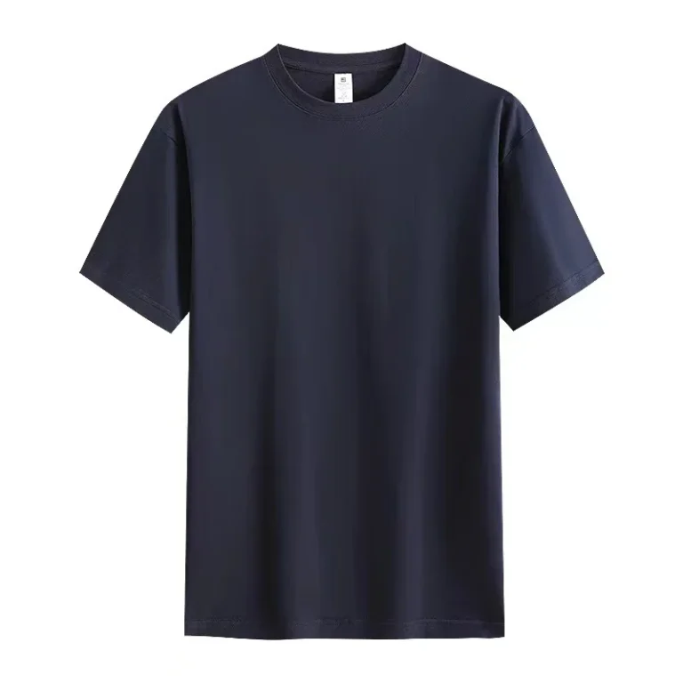 Oem-Customized-200g-Pure-Cotton-European-Size-Tshirt-With-Logo-Cross-Border-Trendy-Brand-Mens-Large-Size-Short-Sleeved