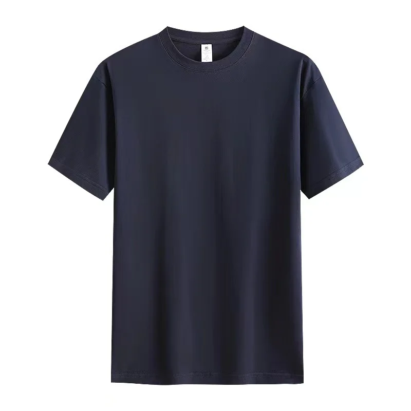 Oem-Customized-200g-Pure-Cotton-European-Size-Tshirt-With-Logo-Cross-Border-Trendy-Brand-Mens-Large-Size-Short-Sleeved