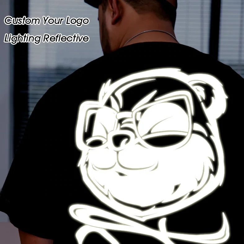 Oem-Free-Simples-Short-Sleeve-Cotton-Tshirts-Custom-Graphic-logo-Light-Reflective-Plus-Size-Plain-Polyester-Mens-T-shirts