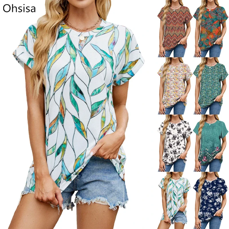 Ohsisa-Summer-Women-Short-Sleeve-T-shirt-Tops-Clothes-Printed-O-Neck-Casual-Loose-Ladies-Short-Sleeve-Casual-T-Shirt