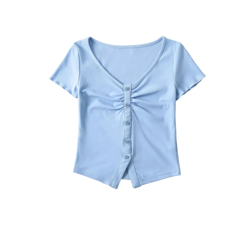 One-Breasted-Ladies-Sexy-V-Neck-T-Shirt