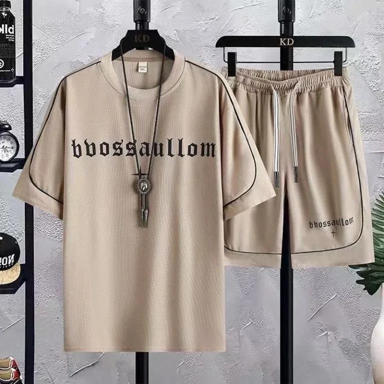 One-Piece-Drop-Shipping-Summer-Casual-Loose-Mens-Short-Sleeved-T-shirt-Unisex-Short-Sleeved-T-shirt-Shorts-Two-piece-Set