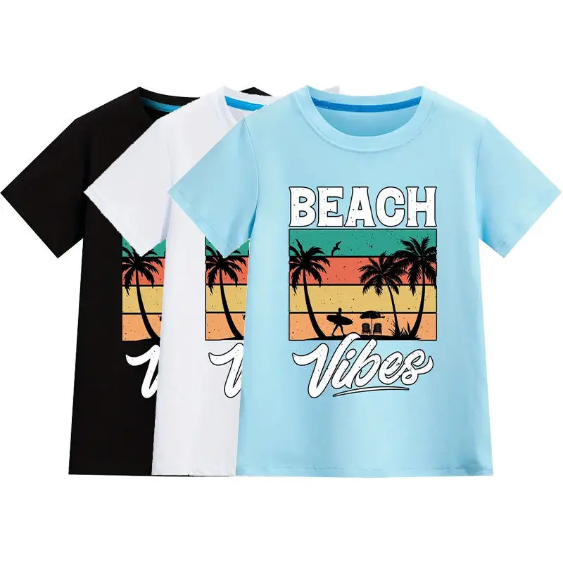 Organic-Cotton-Toddler-T-shirt-Neutral-Colors-T-Shirts-Baby-Beach-Children-Hawaii-Short-Sleeve-T-Shirt-Customize-Toddler-Clothes