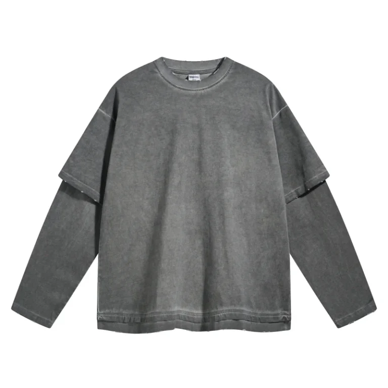 Over-Size-320GMS-Two-Pieces-T-shirt-Cotton-Cropped-Tshirts-Custom-Logo-Boxy-Fit-Blank-Men-T-Shirt