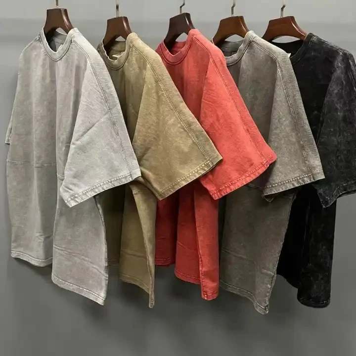 Oversized-Acid-Washed-T-Shirt-Custom-Crew-Neck-T-shirt-Washed-Heavy-Cotton-Heavy-Weight-Fashion-Street-Hip-Hop-Vintage-T-Shirt