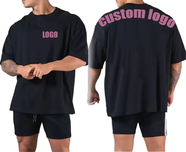 Oversized-Heavyweight-Cotton-Gym-Blank-T-Shirts-for-Men-Plus-Size-Plain-Streetwear-Custom-Manufacturer-Support-Solid-Pattern