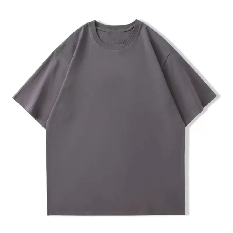 Oversized-Heavyweight-T-Shirt-for-Men-Summer-Short-Sleeve-Tee-100-Cotton-Solid-Top