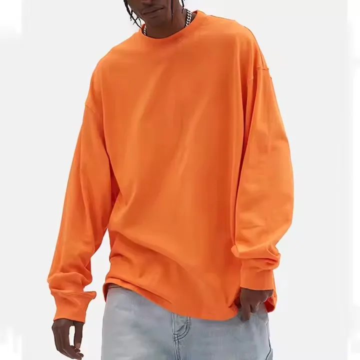 Oversized-Tshirt-Longsleeve-T-Shirt-Men-Custom-Unisex-Drop-Shoulder-Cotton-T-shirt