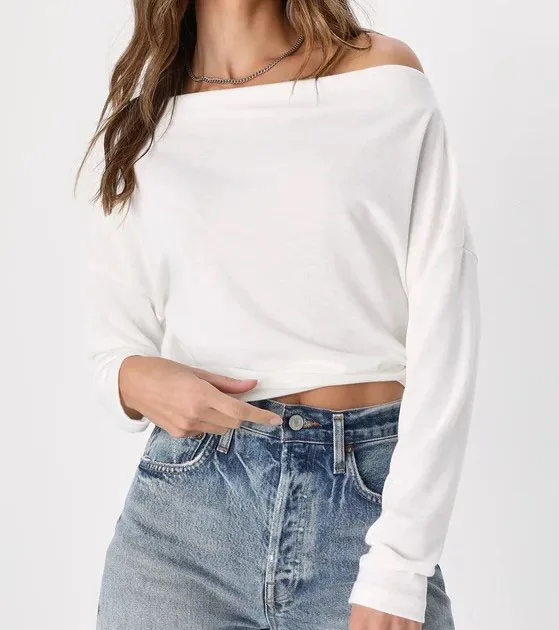 Oversized-Women-T-shirts-Off-the-Shoulder-Long-Sleeve-T-Shirts-Custom-Logo-Printed-Solid-Color-Women-Shirts