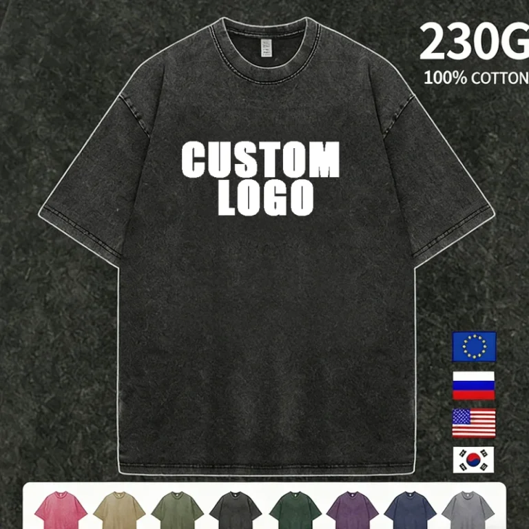 Plain-Graphic-Custom-Men-Women-Casual-Tees-DIY-Printed-Logo-230g-Heavy-duty-Pure-Cotton-Washed-Vintage-T-shirt