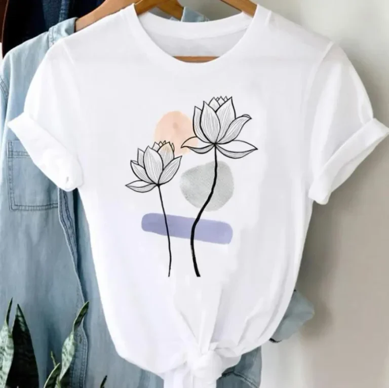 Plant-Fashion-White-Round-Neck-Womens-Casual-Pattern-T-shirt-Woman-Printed-T-shirt-for-Women