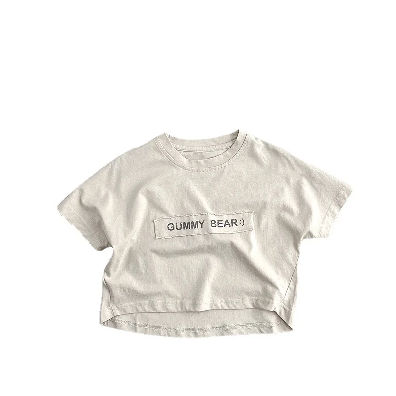 Playful-Cute-Childrens-Short-sleeved-Printed-T-Shirt-Boys-Loose-Casual-Girls-Japanese-Korean-Version