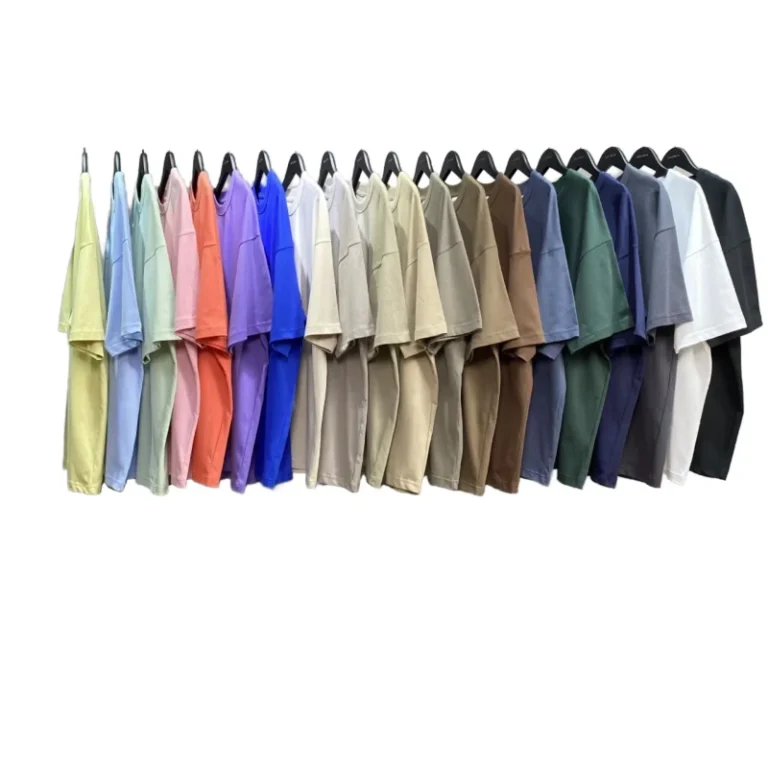 Plus-Size-Mens-230G-Double-Yarn-Pure-Cotton-Antibacterial-Solid-Color-Blank-Loose-T-Shirt