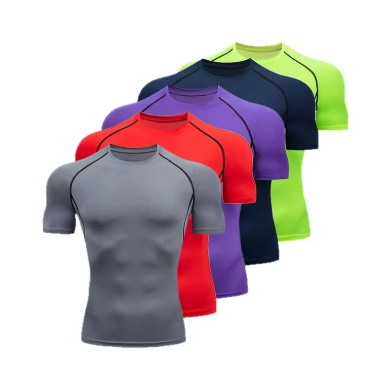 Polyester-Compression-Short-Sleeve-T-shirt-Customized-logo-Mens-Size-Large-Black-Athletic-Top