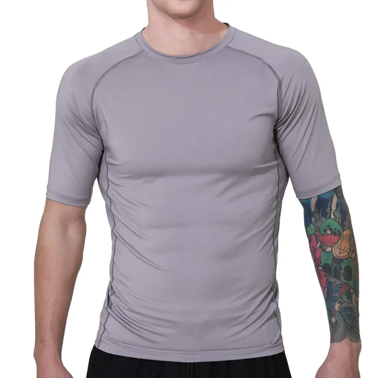 Polyester-Elastane-Dryfit-Stretch-Athletic-Bodybuilding-Muscle-Fit-Compression-Running-Mens-Sports-T-Shirt-Gym-T-Shirt-Tops
