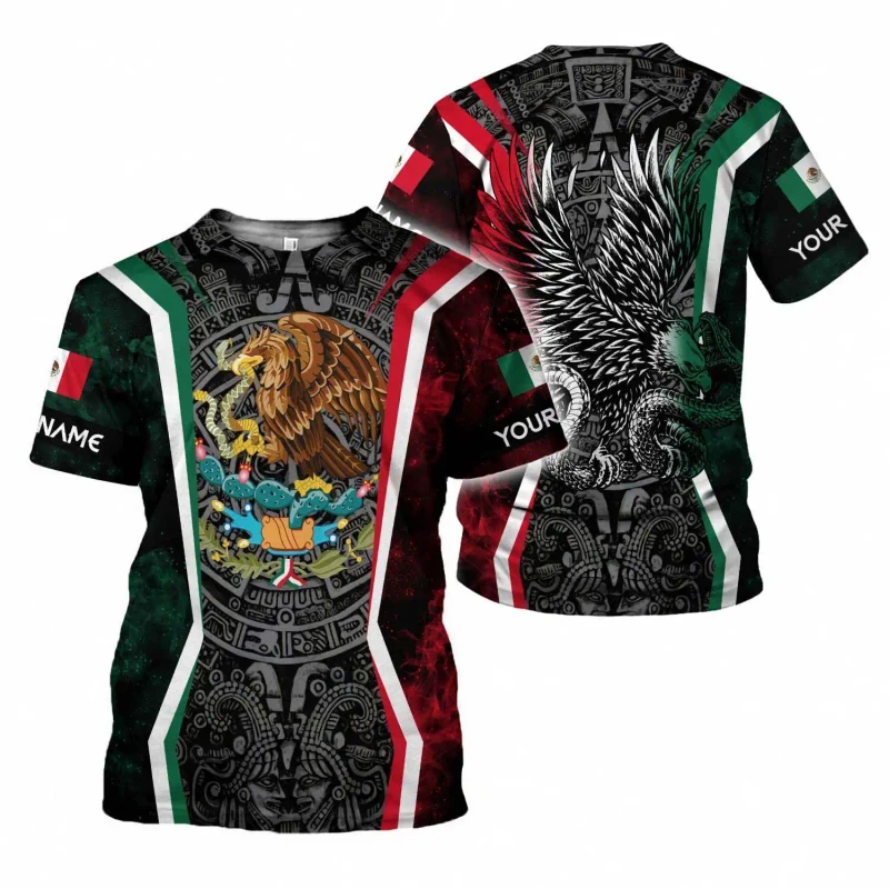 Polyester-Mexico-Eagle-Print-Plus-Size-Mens-T-Shirts