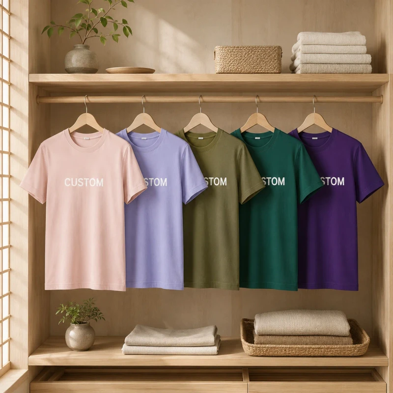 Premium-Combed-Cotton-Blank-Plain-T-Shirt-Custom-Heat-Transfer-Vinyl-Logo-Custom-Graphic-Design-Multi-Color-Stock-Blank-Tees