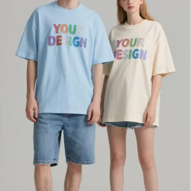 Premium-Custom-230G-Cotton-Polyester-US-Fit-T-Shirt-Casual-Plain-Tshirt-for-Men-and-Women-Custom-Logo-Printing
