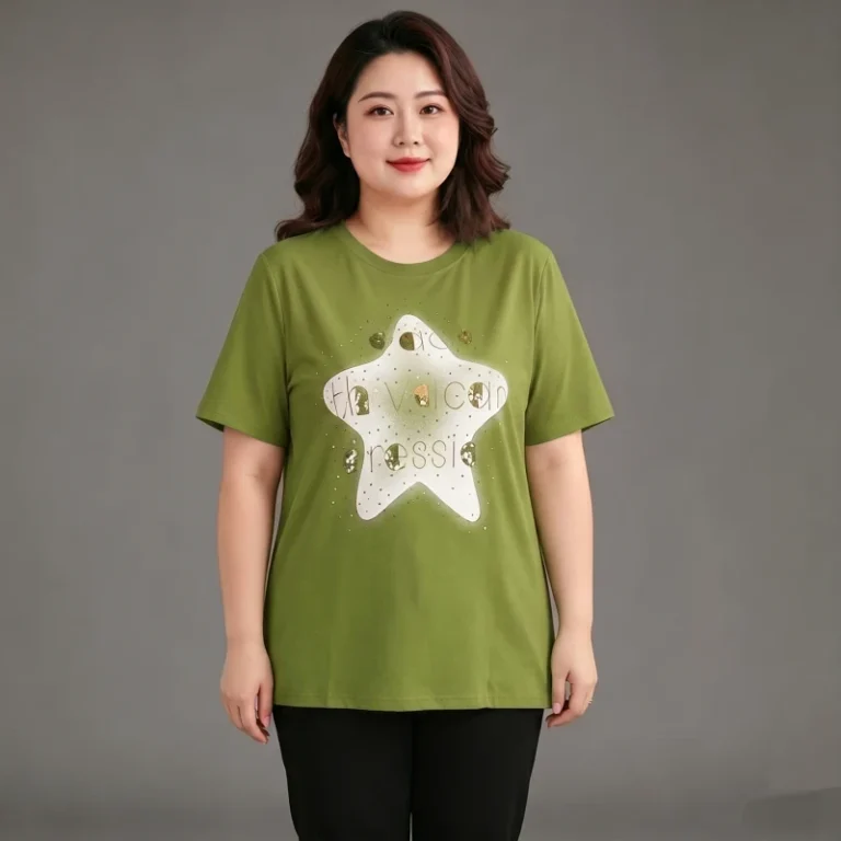 Premium-Quality-Womens-Plus-size-Summer-Cotton-Breathable-Short-Sleeve-Crew-Neck-T-Shirt-with-Customizable-Options