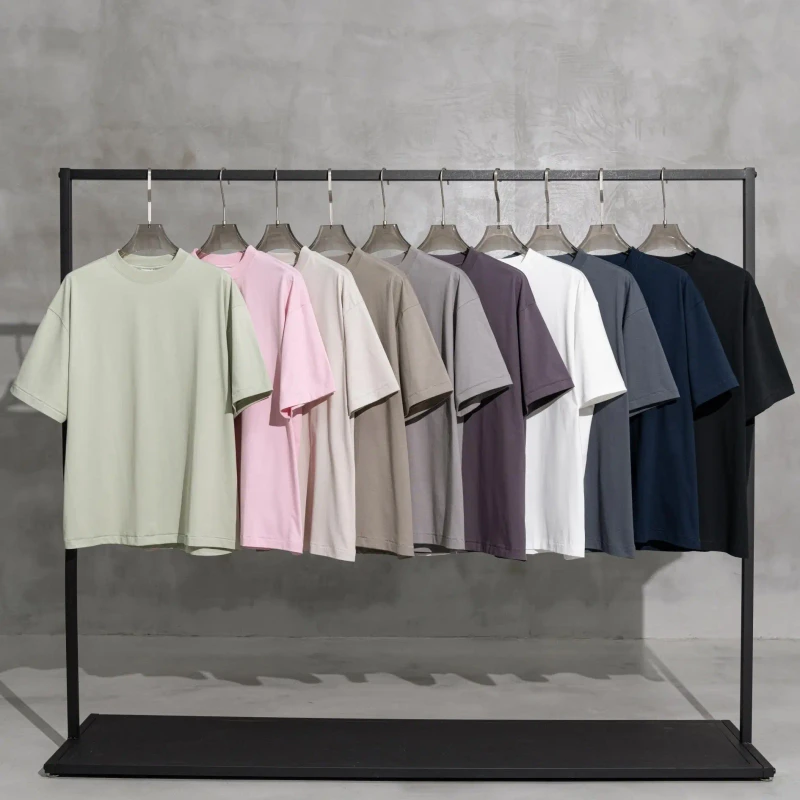 Printing-Blank-Quick-Dry-Loose-T-shirt-Heavyweight-Cotton-230g-Oversized-Men-Anti-wrinkle-Knitted-Washed-T-Shirt