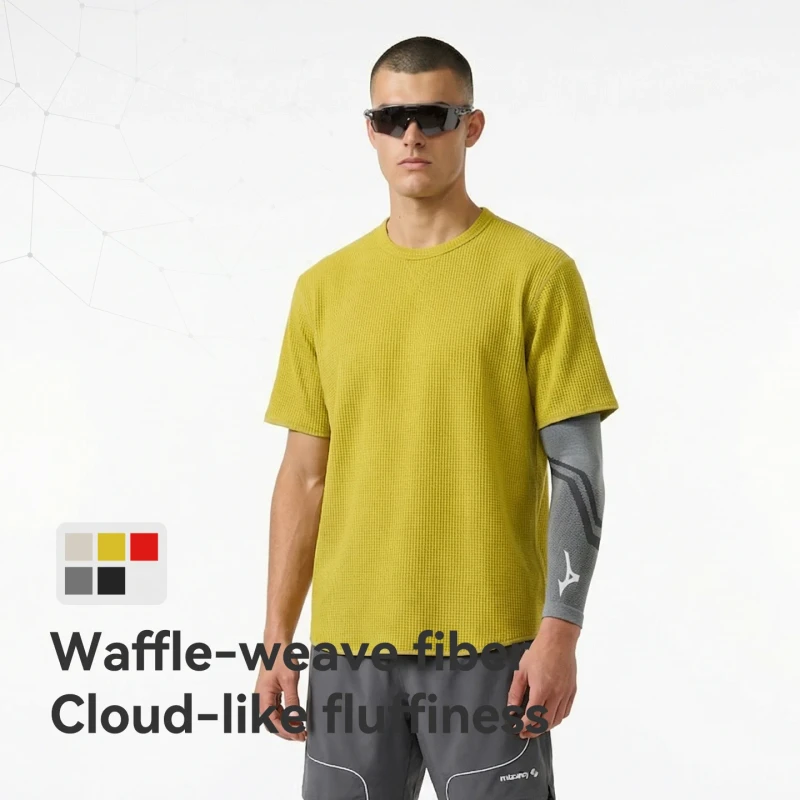 QUICKSHOW-Custom-Waffle-Knit-Plain-T-Shirts-Fashion-High-Quality-Casual-Activewear-Loose-Crew-Neck-Breathable-T-shirts-Unisex