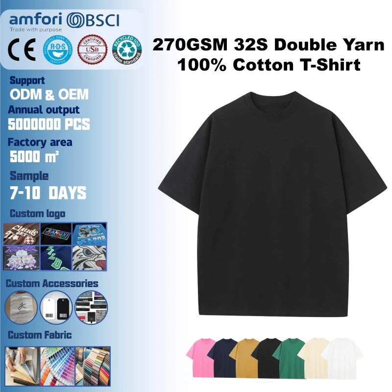 Quality-Assurance-270GSM-Heavyweight-100-Cotton-Oversized-Eco-Friendly-Breathable-T-Shirt-for-Casual-Occasions