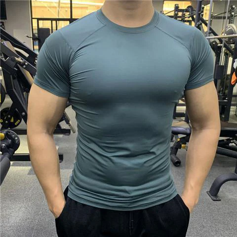 Quick-Dry-Running-Mens-Fitness-T-Shirt-Muscle-Fit-Men-Compression-Tshirt-Crew-Neck-Sports-T-Shirts-Tops