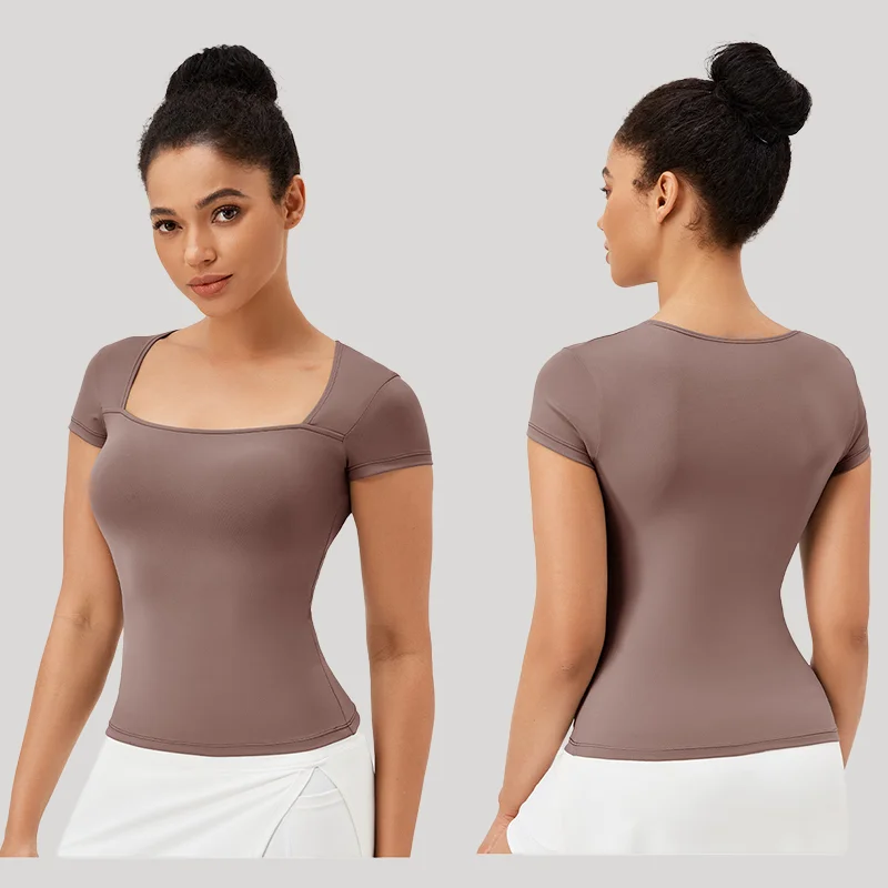 Quick-Dry-Trim-Fit-Short-Sleeve-Lady-Custom-Sports-Yoga-Fitness-Gym-Workout-Plus-Size-T-Shirts-Top-for-Women