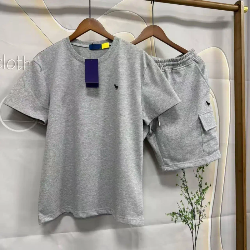R-L-Embroidered-for-Logo-Crew-Neck-Solid-Color-American-Style-Short-Sleeve-T-Shirt-Relaxed-Fit-Casual-Sports-Summer-100-Cotton
