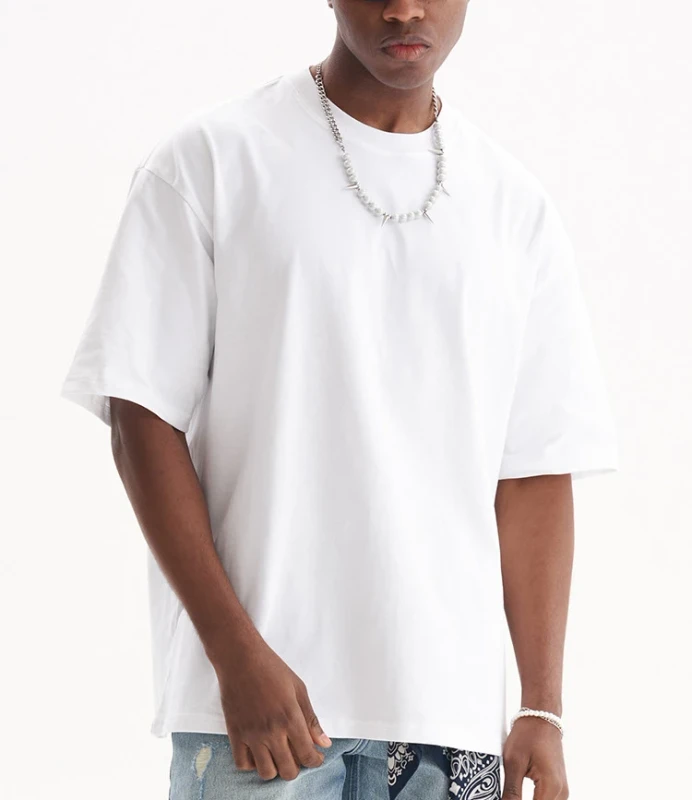 RT2009-Crew-Neck-Heavyweight-100-Cotton-T-Shirt-For-Men-Oversize-Plain-White-T-Shirt-For-Men