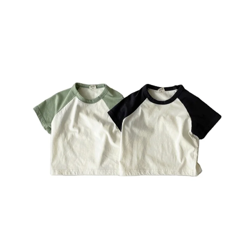 RTS-Summer-Printed-T-Shirt-for-Baby-Girls-Casual-Short-Sleeve-in-Polyester-Cotton-O-Neck-Solid-Pattern