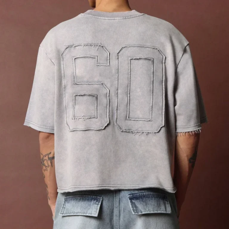 Raw-Edge-French-Terry-Solid-100-Cotton-Oversized-Boxy-T-Shirt-Streetwear-Number-Applique-Custom-Silicone-Label-Drop-Shoulder
