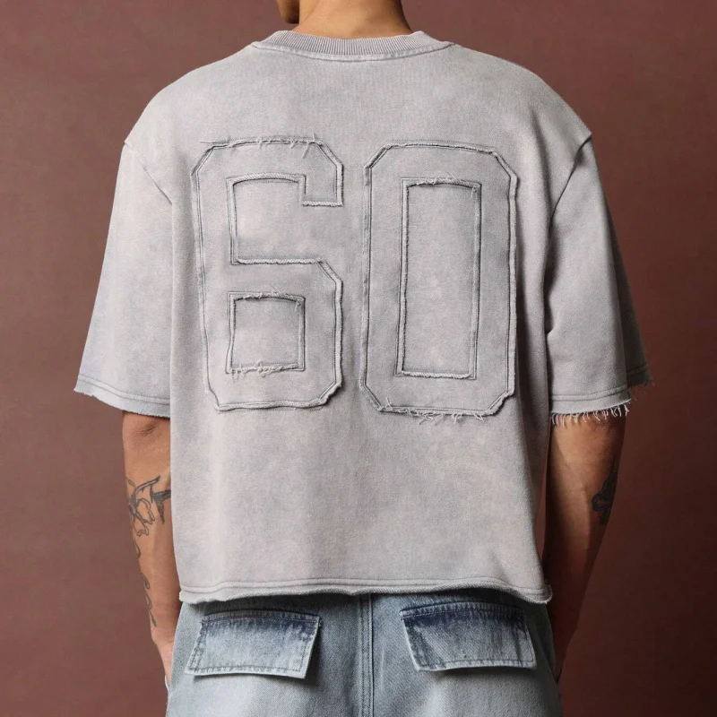 Raw-Edge-French-Terry-Solid-100-Cotton-Oversized-Boxy-T-Shirt-Streetwear-Number-Applique-Custom-Silicone-Label-Drop-Shoulder
