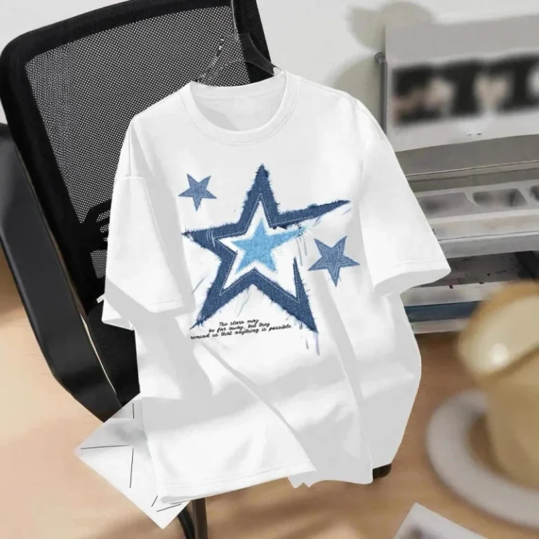 Raw-Edge-Star-Graphic-T-shirt-Women-Y2K-Distressed-Aesthetic-Top-Baggy-Streetwear-Tee-90s-Grunge-Pentagram-Apparel