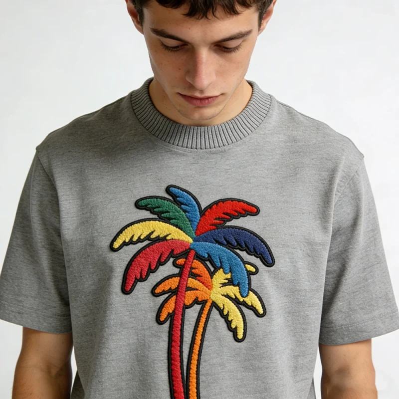 Regular-Fit-Palm-Tree-Puff-Printing-Tropical-Summer-160gsm-T-shirt-for-men-Breathable-and-Eco-friendly-Fabric-T-shirts