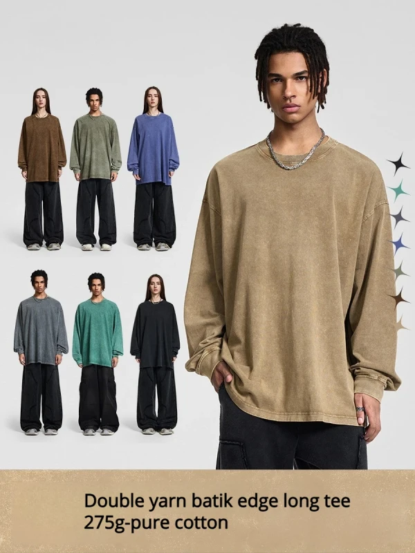 Retro-Aged-Long-sleeved-T-shirt-275G-Heavyweight-American-Streetwear-Long-sleeved-T-shirt-Couple-Washable-Mens-T-shirt