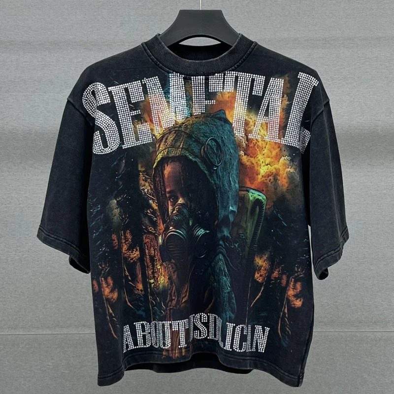 Rhinestone-Heavy-Weight-100-Cotton-Cropped-T-Shirt-Bulk-Retro-Printing-Graphic-Acid-Wash-Oversized-T-Shirts-for-Men