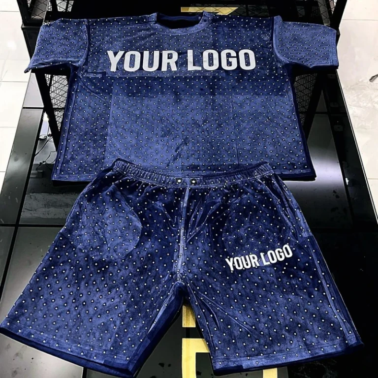 Rhinestone-Printing-Sportswear-T-Shirt-Shorts-and-Shirts-Men-Short-Setshort-Sets-for-Men-Custom-Logo-Embroidery