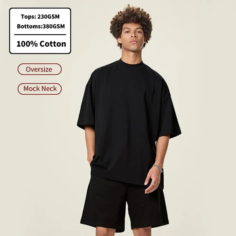 SS265076-Manufacturer-Custom-380Gsm-100-Combed-Cotton-T-Shirt-Set-Oversize-Mock-Neck-Plain-Tracksuit-Set-for-Men