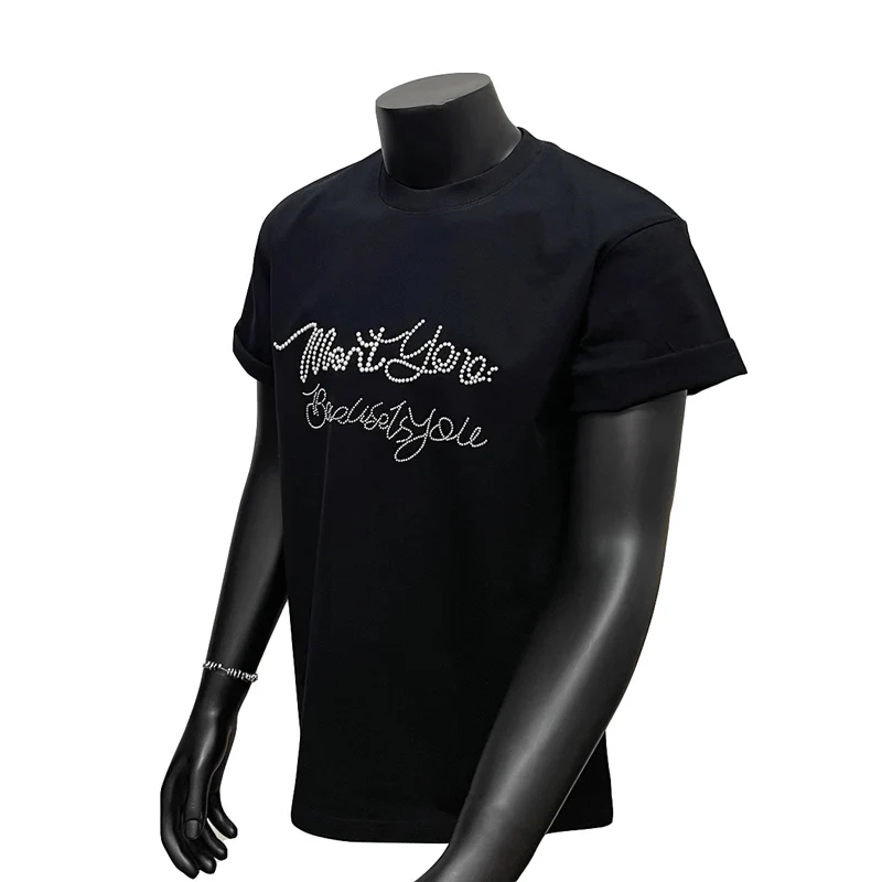 Shine-Rhinestone-Custom-Oversized-T-Shirt-Your-Design-Logo-Hot-Drill-Rhinestone-Luxury-Pearl-Glitter-T-Shirt
