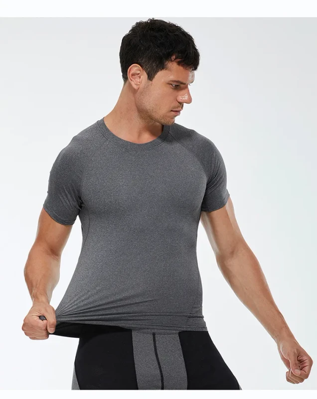 Short-Sleeve-Sports-T-shirt-Mens-Stock-Shirt-85poly-15spandex-Gym-Workout-T-Shirt