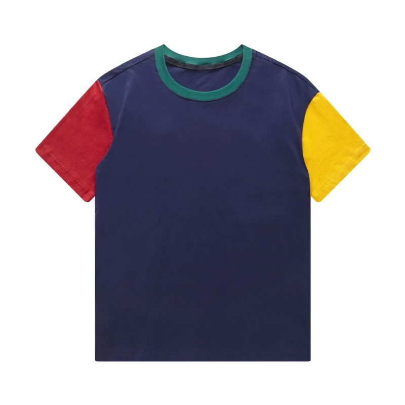 Short-Sleeve-T-shirt-Men-New-Round-Neck-Color-Matching-Loose-Mens