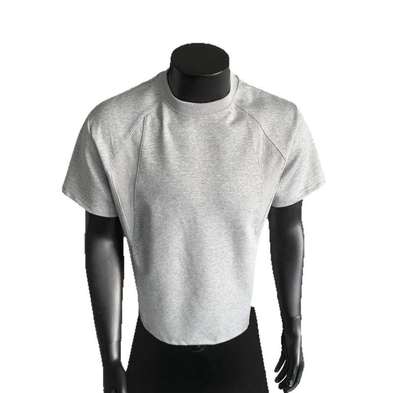 Short-Sleeved-T-shirt-for-Men-Summer-Tough-Guy-Outfit-Elastic-Slim-Fit-Small-Neckline-T-shirt-Base-Shirt-Summer